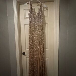 Mac Duggal Ombre Sparkling Gold, Silver, Rosegold Sequin Gown